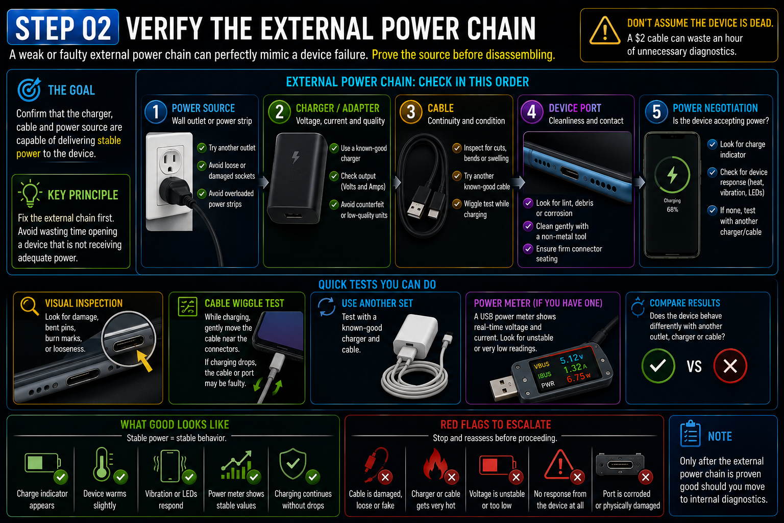 Verify the external power chain