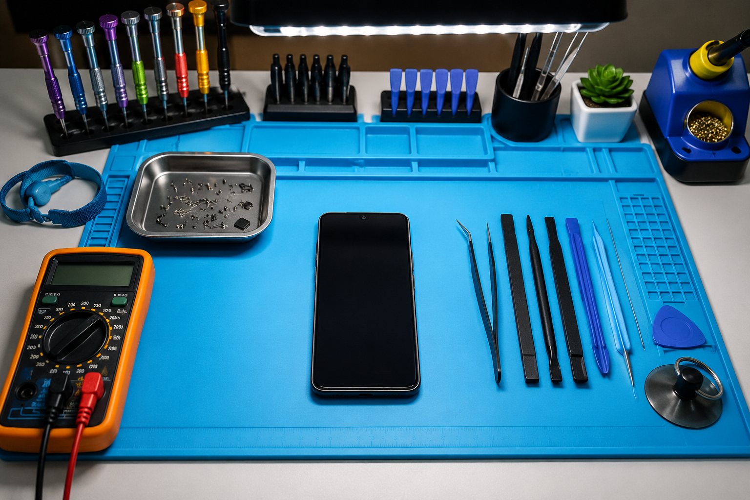 Technical illustration for lesson 01, step 1: Prepare the bench