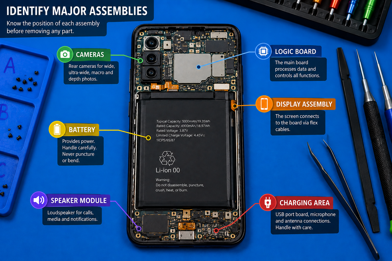 Technical illustration for lesson 03, step 1: Identify major assemblies