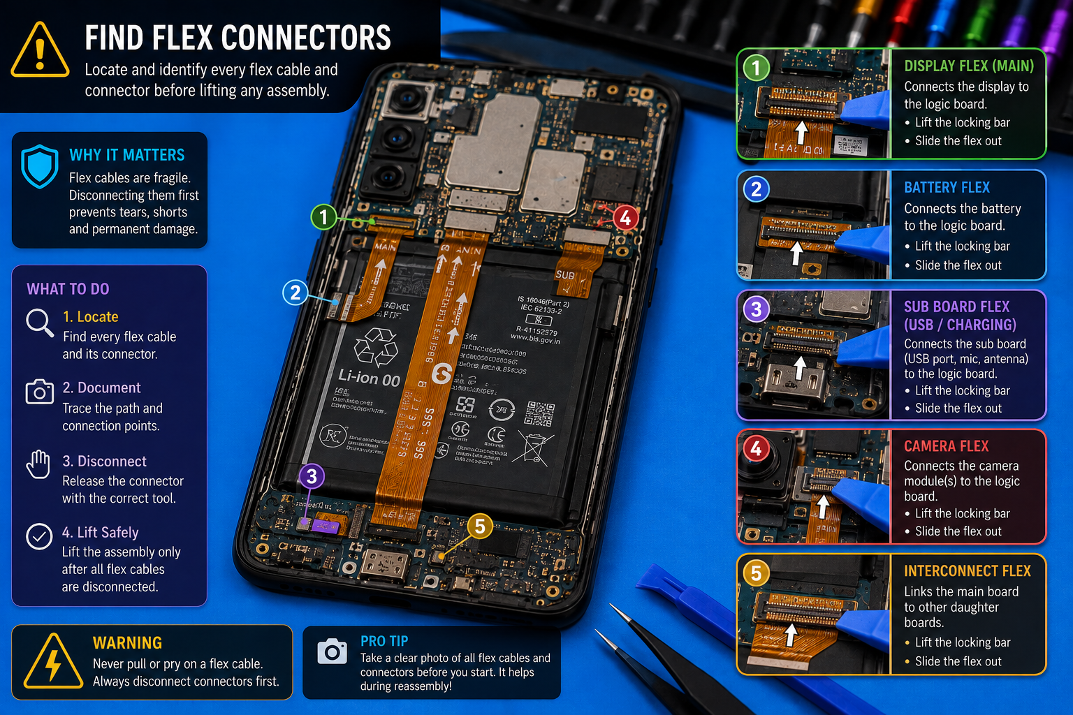 Technical illustration for lesson 03, step 2: Find flex connectors
