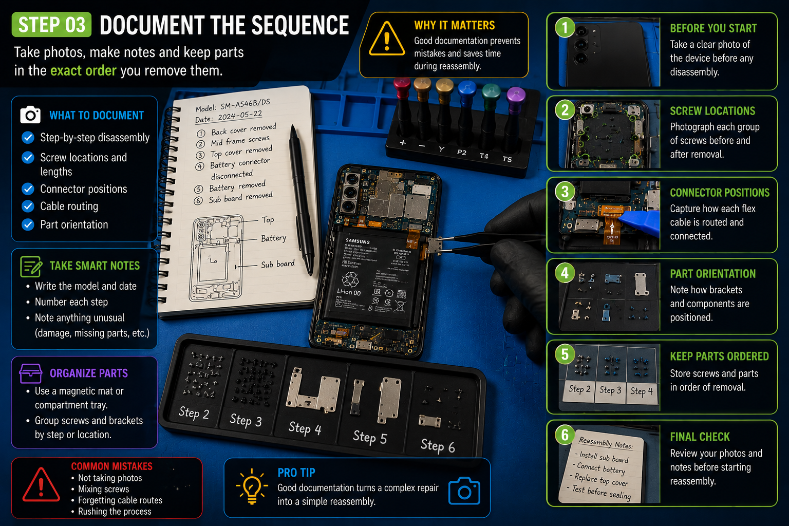 Technical illustration for lesson 04, step 3: Document the sequence